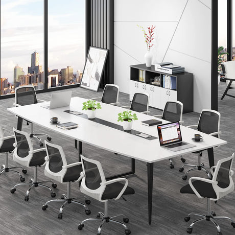 Tribesigns 8FT Conference Table, 94.48L x 47.24W x 29.52H Inches Large Boat Shaped Meeting Seminar Table with Cable Grommets, Modern Conference Room Table for Office Tribesigns
