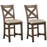 Signature Design by Ashley Moriville Rustic Farmhouse 24.5" Upholstered Barstool, 2 Count, Beige & Brown Signature Design by Ashley