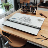 Acurit PXB 24” x 36” Drawing Board for Artists and Designers - Portable Workspace for Drawing, Sketching, Drafting, Painting - Fixed Angled Laminated Surface with Ruler and Parallel Motion Bar Acurit