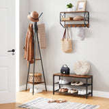 VASAGLE Coat Rack Freestanding, Coat Hanger Stand, Hall Tree with 2 Shelves, for Clothes, Hat, Bag, Industrial Style, Rustic Brown and Black URCR16BX VASAGLE