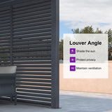 PURPLE LEAF Louvered Pergola Accessory 94AS Aluminum Louver Grille for Optimal Privacy, Sunlight Control Four Panels a Complete 13' Side Fixed Shutter Wall, Pergola Not Included PURPLE LEAF