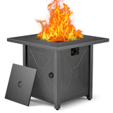 ZAFRO 28" Fire Pit Table, 40000 BTU Propane Fire Pit Table with Lid,Rain Cover and 3 Pounds Lava Stones for Outdoor Backyard, Courtyard ZAFRO
