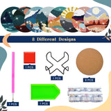 Sunnyray 8 Pcs Diamond Painting Coasters Kits with Holder, Landscape Black Cat Diamond Art Coasters Set Boho Diamonds Dots Painting Kits Adults DIY Art for Drinks Coffee Table(Landscape) Sunnyray
