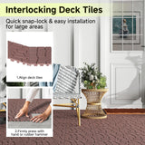 Rovibek 44 PCS Interlocking Deck Tiles, 12" X 12" Plastic Deck Tiles Outdoor Waterproof, All Weather Patio Tiles for Balcony Backyard Poolside Porch, Pavers for Outside Walkway, Stone Brown Rovibek