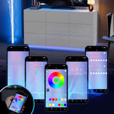 Anbuy LED 9 Drawer Dresser, White Modern Dressers with High Gloss Drawers Dual Chest of Drawers Dresser with Lights for Bedroom (White) Anbuy