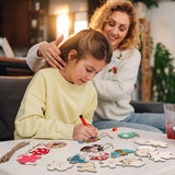 BENIMUS 54 Pcs Wooden Spring Ornaments to Paint, DIY Unfinished Wood Slices Flower Cutouts Butterfly Ornament for Art Crafts with 9 Styles, DIY Wooden Ornaments Hanging Decorations Kit BENIMUS