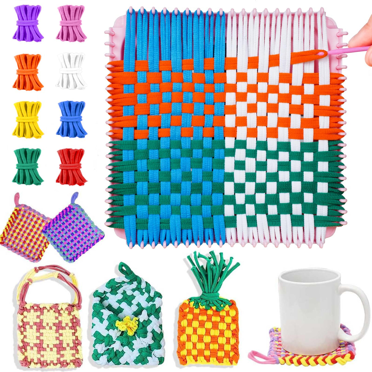 Disracker Weaving Loom Kit Crafts, Arts and Crafts for Kids and Adults, Ideal Gifts for Girls Ages 5 6 7 8-12 14, Potholder Knitting Loom Kit Disracker