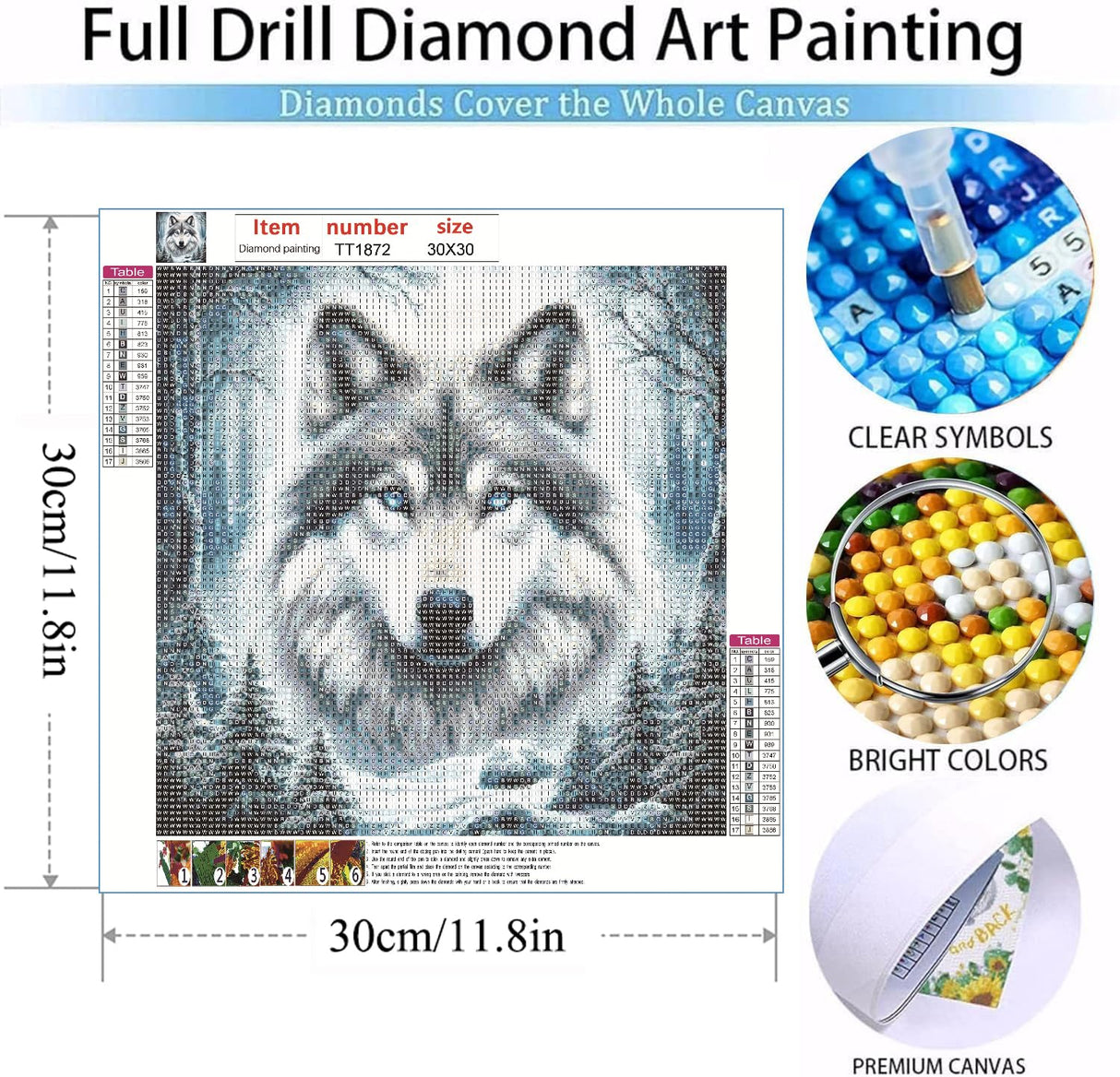 MOMDEDP Diamond Painting Kits for Adults Wolf 5D Diamond Art Kits for Adults Beginner, Paintings with Diamonds Gem Art and Crafts Animal Wolf Head Art Kits for Adult for Home Wall Decor 12x12 Inch MOMDEDP