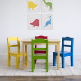 Humble Crew Collection Kids Wood Table & 4 Chair Set, Natural/Primary Humble Crew