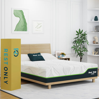 Rest Only King Size Mattress for Pressure Relief, 14 Inches Cooling Gel Memory Foam Hybrid Mattress, King Mattress in a Box with Individual Pocket Spring for Motion Isolation, Medium Firm