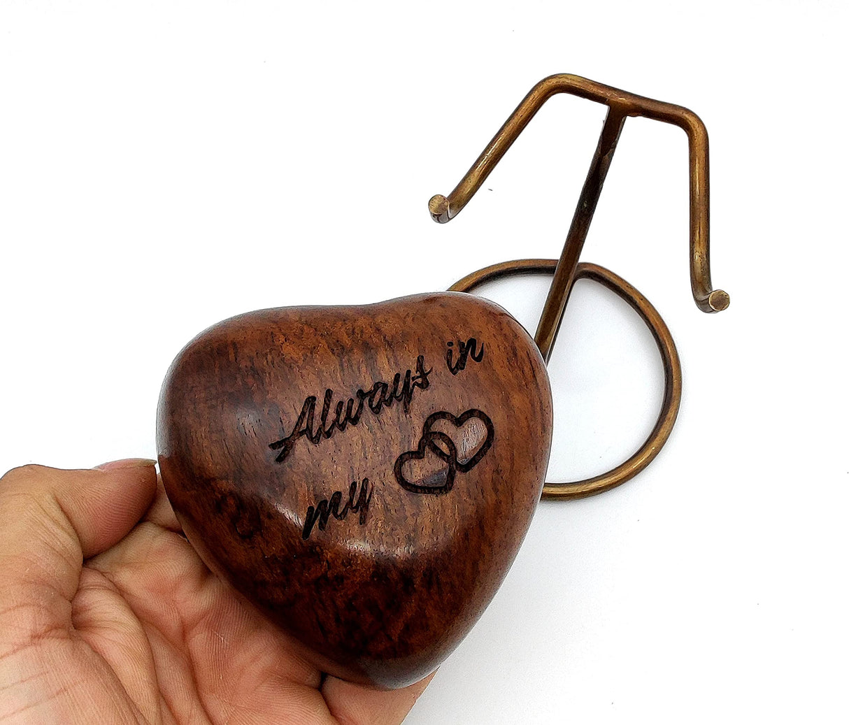 5MOONSUN5 Wooden Heart Urn Keepsake Cremation Urn for Human pet Ashes Handcrafted Urn Heart Shaped - Perfect for Adults & Infants with Brass Stand 3 5MOONSUN5