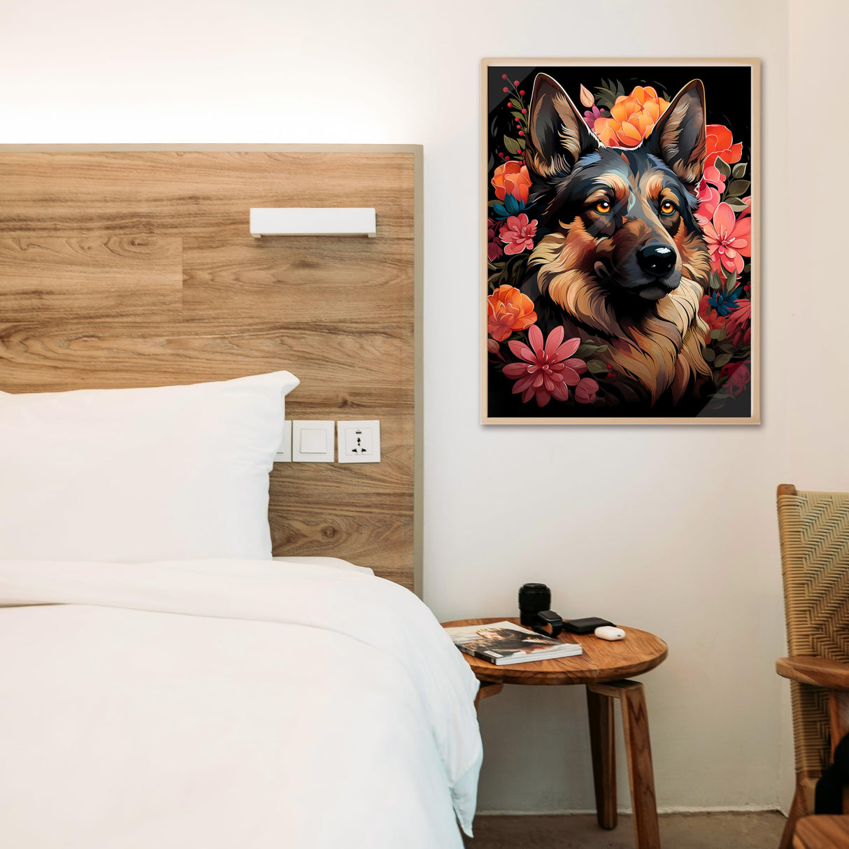 Diamond Art Kits for Adults, 5d DIY Flower Dog German Shepherd Full Drill Diamond Painting Kits for Adults Beginners, Diamond Painting Art Craft Kits for Adults, Wall Home Decor(No Frame) 12x16 Inch GVYGVY