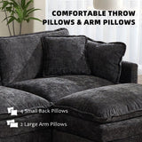 Oversized 149.6" Modular Sectional Sofa - 4 Seater Convertible Chenille Deep Seat Cloud Couch with Ottoman & Pillows for Small Space, Black SoarTalent