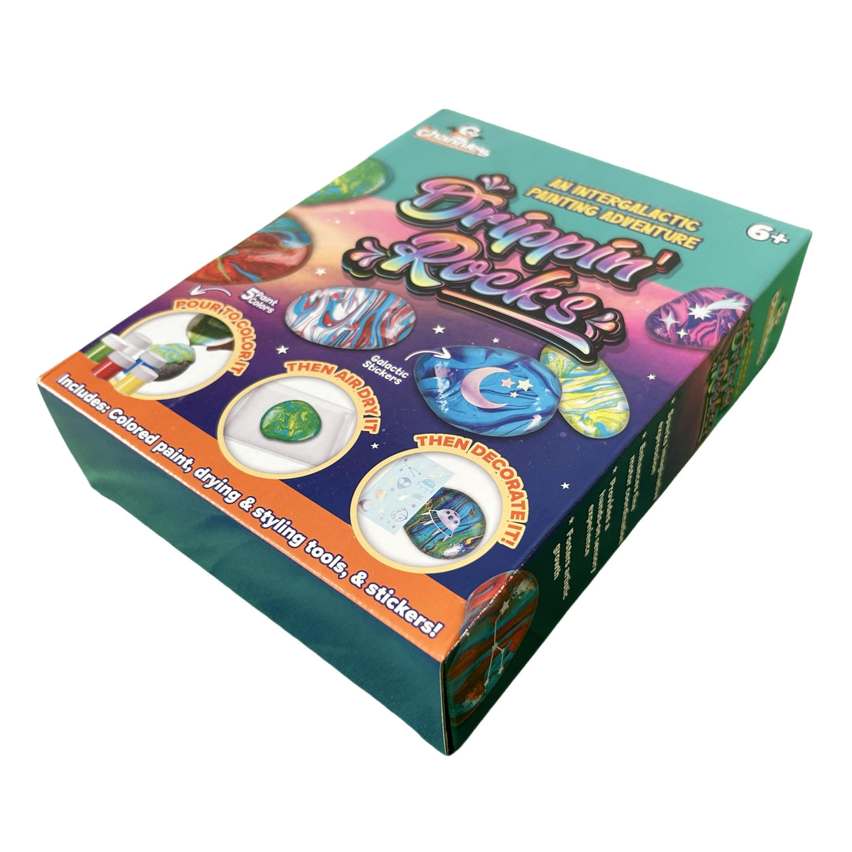 Channie's Drippin’ Rocks Paint Pouring Kit for Kids – DIY Set with Transfer Stickers, Gloves, Tools & Instructions – Fun Marbling Art Craft for Boys & Girls Ages 6+ Channie's