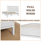 Bme Vivian 14 Inch Deluxe Bed Frame with Headboard, Rustic & Scandinavian Style with Solid Acacia Wood, No Box Spring Needed, 12 Strong Wood Slat Support, Easy Assembly, King, Rustic White Bme