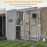 YDTOP Large Catio 4 Tiers Cat Enclosure House for Multiple Indoor Outdoor Cats with Weatherproof Roof, 4 Resting Rooms, 4 Platforms, 5 Windows, 70" H 32" W 77" L, Grey Green YDTOP