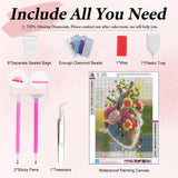 Yezavesu Diamond Art Kits for Adults, Heart 5D Diamond Painting Kit for Beginners, Flowers Heart DIY Round Full Drill Painting with Gem Art Kits for Home Wall Decor 12 x 16 Inch Yezavesu