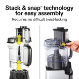 Hamilton Beach Stack & Snap Food Processor and Vegetable Chopper, BPA Free, Stainless Steel Blades, 12 Cup Bowl, 2-Speed 450 Watt Motor, Black (70725A) Hamilton Beach