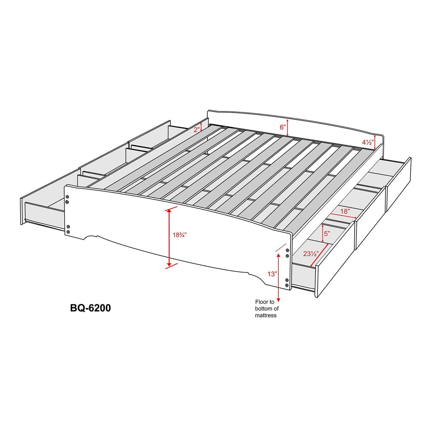 Queen Platform Storage Bed with 6 Drawers in Espresso Finish - WoodArtSupply