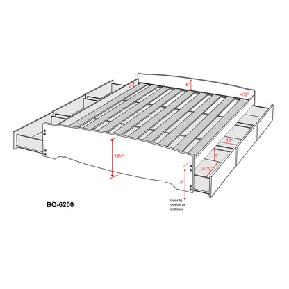 Queen Platform Storage Bed with 6 Drawers in Espresso Finish - WoodArtSupply