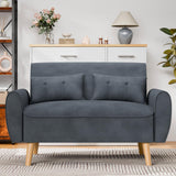 Shintenchi 47" Modern Linen Loveseat Sofa with 2 Pillows - Dark Grey | Compact, Stylish & Comfortable for Apartments, Studios & Small Spaces Shintenchi