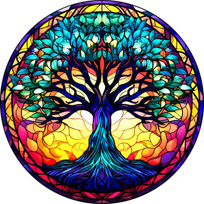Meothan 5D Stained Glass Diamond Painting Kits for Adults, Tree of Life Diamond Art Kits for Adults Beginners, Tree Diamond Painting Full Round Drill Crafts Kit for Home Wall Decor Gift 12x12in