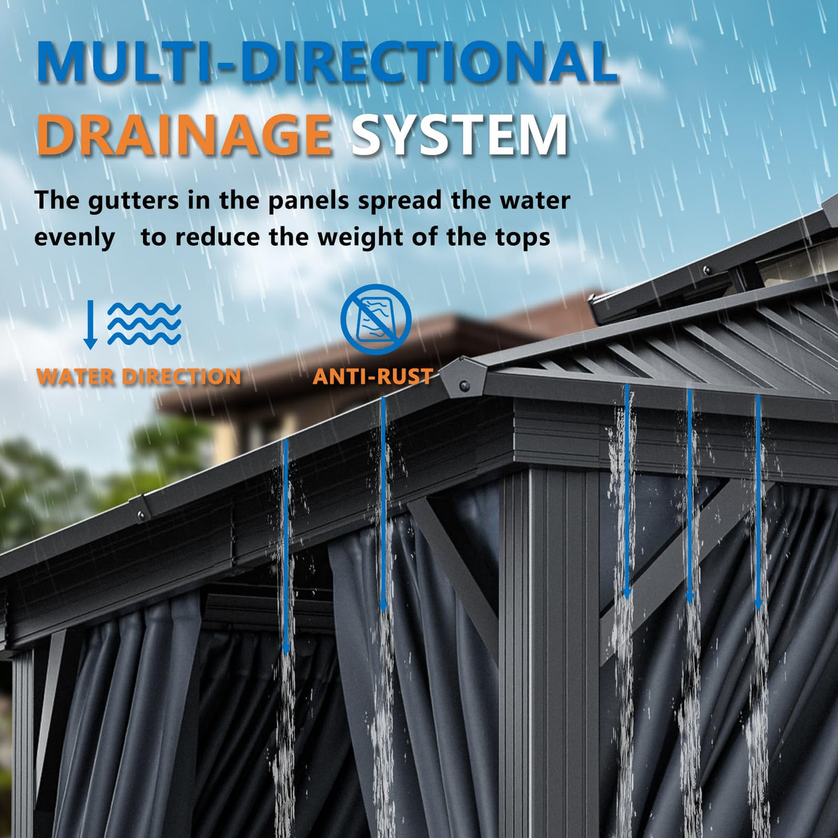 HOTEEL 10x15 Hardtop Gazebo with Heavy Duty Galvanized Steel Double Roof, Aluminum Frame, Flame-Resistant Curtains and Netting, Outdoor Permanent Pavillon for Backyard, Black Hoteel