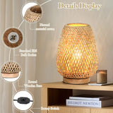 Rattan Table Lamp, Stepless Dimmable Small Beside Lamp, Vintage Wicker Wooden Nightstand Lamp, Boho Bamboo Woven End Table Lamp for Bedroom Living Room Desk Kids Room, 2700K T45 LED Bulb Included Brightever