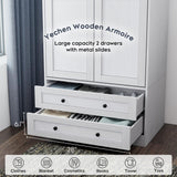 Yechen 71" Wooden Armoire Wardrobe Closet - Modern Functional Clothes Tall Storage Cabinet with Adjustable Shelf and Hanging Rail, Sturdy Freestanding Closet Wardrobe with 2 Wide Drawers for Bedroom Yechen
