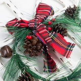 Sunnygalde Indoor and Outdoor Wood Christmas Holiday Wall Hanging Door Decorations Wood Plaqu Signs Christmas Ornament, for Home, School, Office Including Wreath, Wooden Arch and Led Lights (White) Sunnyglade