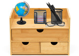 RoyalHouse Premium Natural Bamboo Desktop Organizer, Attractive Design 3 Tier, Table Top Storage for Documents & Office Supplies, Accessories And More, No Assembly Required (3 Drawer with Shelf) RoyalHouse