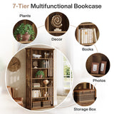 Tribesigns 6-Tier Bookshelf, 75-Inch Tall Bookcase, Large Bookshelves and Bookcases Freestanding Display Shelves, Wood Book Shelf for Living Room, Home Office, Bedroom, Brown Tribesigns