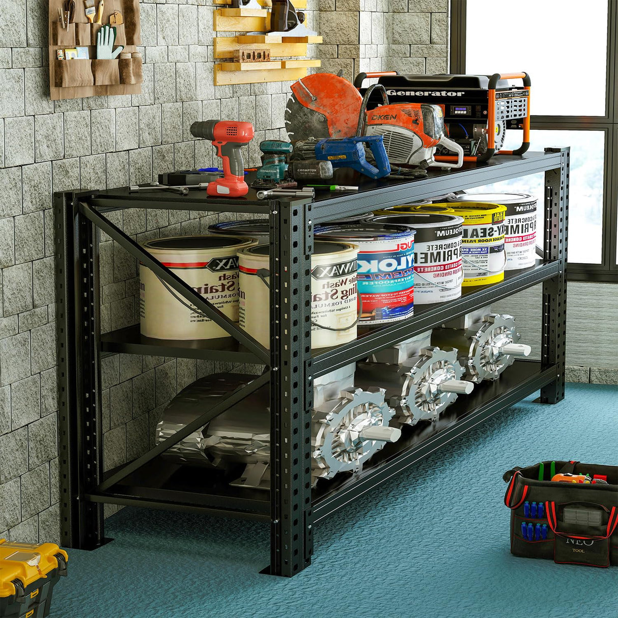 Notmise Heavy Duty Metal Storage Shelves - 5-Tier Adjustable Utility Shelf for Garage and Workshop, 51.2" W x 47.2" H x 23.6" D, Black - Ideal Organizer for Basement & Industrial Use Notmise