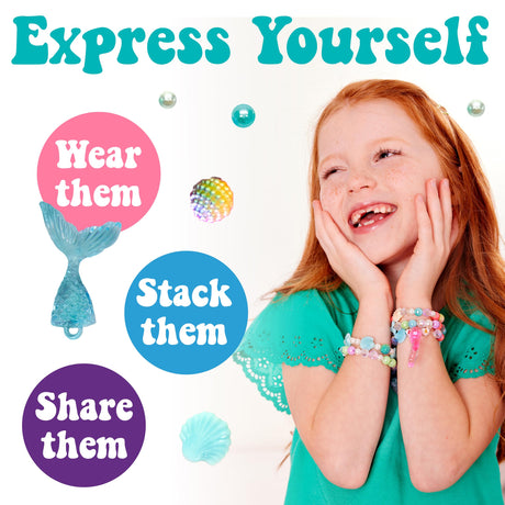 Creativity for Kids Mermaid Bead Jewelry Jar: Create 40+ Friendship Bracelets for Girls, DIY Girls Beads Jewelry Making Kit, Mermaid Gifts, Kids Craft for Ages 6-8+ Creativity for Kids