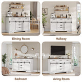 GAOMON Farmhouse 6 Drawers Dresser for Bedroom with Sliding Barn Doors, Wood Dressers & Chest of Drawers, Rustic Dressers TV Stand, Dresser Organizer for Bedroom, Living Room, White GAOMON