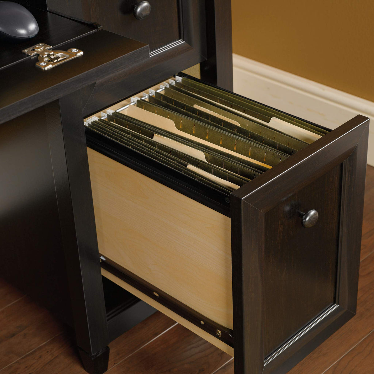 Sauder Edge Water Computer Desk with Storage Drawers, Home Office, L: 59.06" x W: 23.23" x H: 29.02", Estate Black Sauder