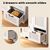 ANCTOR Armoire Wardrobe Closet, 71" H Wooden Clothing Storage Cabinet with 2 Doors and 2 Drawers, Bedroom Freestanding Wardrobe Combination with Hanging Rod and Adjustable Shelves, White ANCTOR