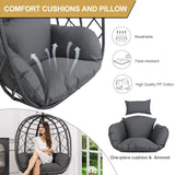 CHINNLUU Outdoor Hanging Egg Chair Outdoor Foldable Wicker Swing Chair with Stand UV Resistant Cushion 350lbs Capacity for Patio, Garden and Balcony CHINNLUU