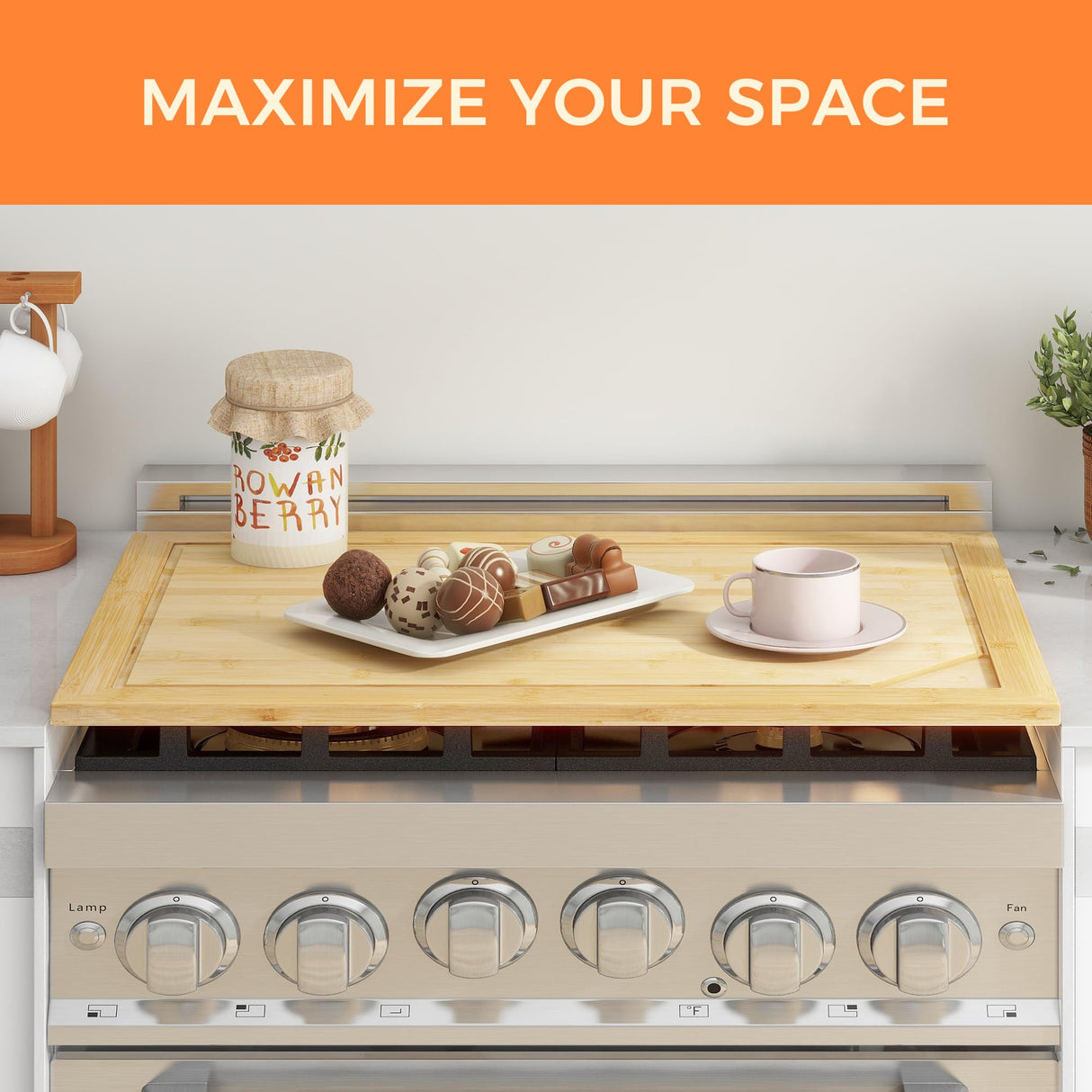 Stove Top Cover Board, Noodle Board Stove Cover, 30"L x 22"W x 0.75"Th Cutting Board, Wooden Stovetop Cover Cutting Board With Juice Grooves and Fun Memories