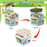 Vomocent Wooden Activity Cube for 1 Year Old Kids, Educational Learning Bead Maze for Toddler Age 1-3, Developmental Montessori Toys for 12-36 Months Boys Girls Gift Vomocent