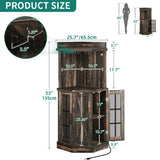 YITAHOME 53" Farmhouse Corner Wine Bar Cabinet 4-Tiers Liquor Cabinets with LED Lights and Glass Door and Glass Holder for Home Kitchen and Living Room, Dark Rustic Oak YITAHOME