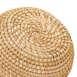 WRINGKIT Round Rattan Basket Box with Lid, Small Handmade Woven Storage Basket, Multi-purpose Wicker Bowl Decorative Organizer for Shelf, Home, Bathroom Decor WRINGKIT