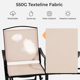 Yaheetech Outdoor Glider Chairs with Glass Table Rocking Chairs, Outdoor Loveseat Patio 2-Seat with Breathable Sling Fabric for Lawn, Garden and Porch, Beige Yaheetech