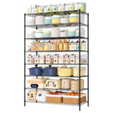 Finnhomy 4000LBS 8-Tier Wire Shelving Unit Adjustable Steel Wire Rack, 24x48x80.2 Inches 8 Shelves Metal Rack, Pantry Shelves for Storage, Metal Garage Shelving with 1" Pole, NSF Certified, Black Finnhomy