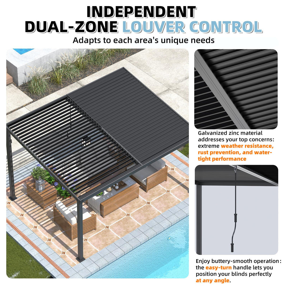 AECOJOY 13' x 10' Louvered Gazebo Pergola, 10x13 Outdoor Hardtop Wall-Mounted Lean to Gazebo with Adjustable Metal Rainproof Patio Roof, Pergolas and Gazebos Clearance, Heavy Duty Awnings for Patio AECOJOY
