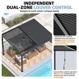 AECOJOY 13' x 10' Louvered Gazebo Pergola, 10x13 Outdoor Hardtop Wall-Mounted Lean to Gazebo with Adjustable Metal Rainproof Patio Roof, Pergolas and Gazebos Clearance, Heavy Duty Awnings for Patio AECOJOY