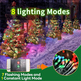 Solar Christmas Tree Lights Outdoor Decoration, 39 Inch Solar Powered Tree Lights with 100 LEDs, 8 Flashing Patterns with Ornaments for Outdoor Paths, Gardens, Yard Christmas Decorations 1PCS Dolucky