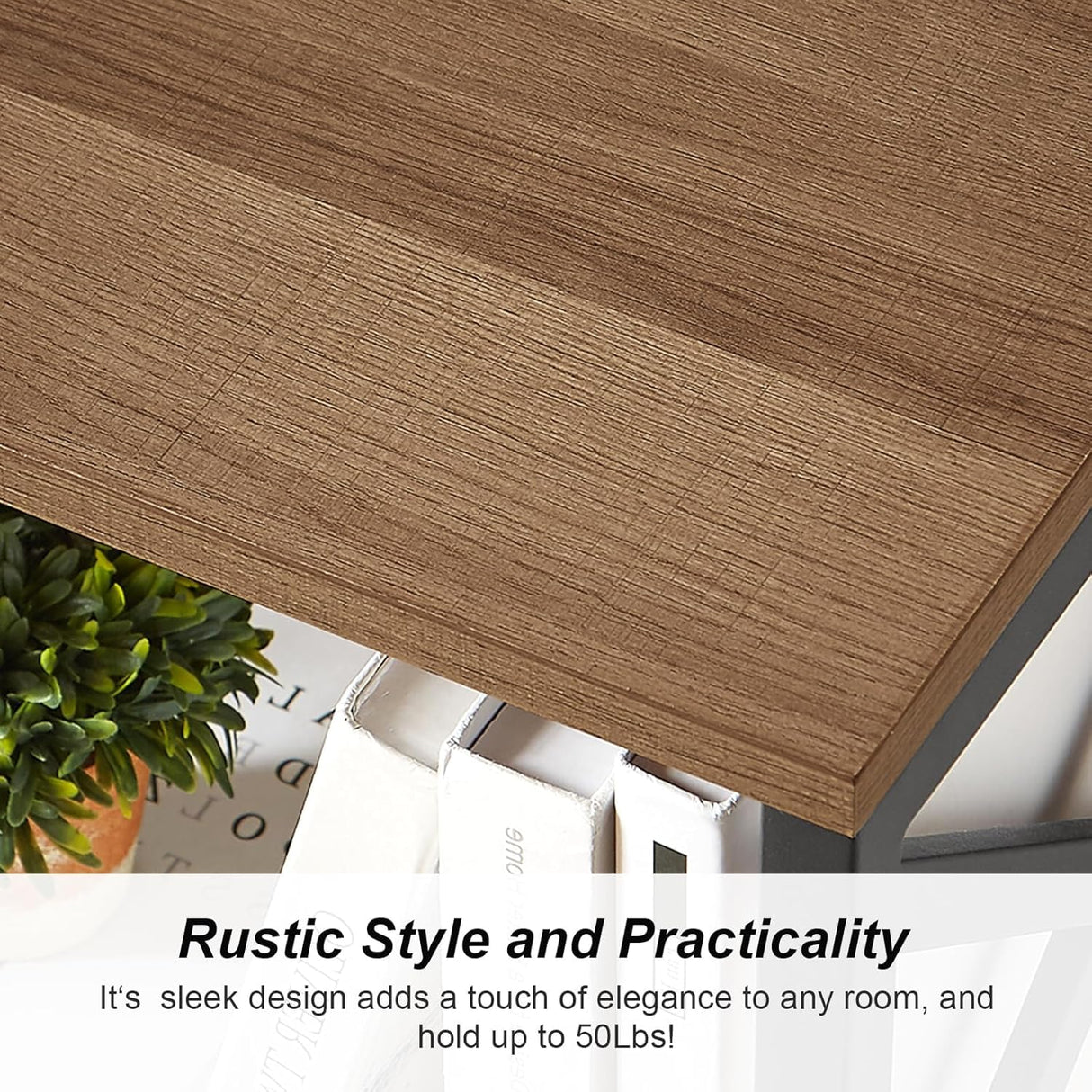 MNEETRUNG Small Bookshelf,5 Tier Industrial Bookshelf with Metal Frame and Backboard,Narrow Rustic Brown Book Shelf,Book case for Small Spaces,Living Room,Bedroom and Home Office MNEETRUNG