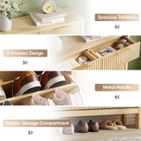 Shoe Storage Cabinet with 2 Flip Drawers,Freestanding Narrow Organizer with Wavy Wood Grain Design Shoe Rack with Adjustable Shelf for Entryway,Hallway,Living Room,Front Door Entrance,Oak Natural Maupvit