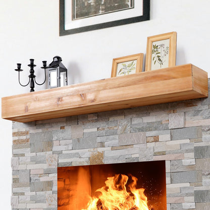 GoCampDirect Fireplace Mantle Shelf 54Inches - Handcrafted Wall Floating Mantel Shelf for Over Fireplace - Rustic Traditional Wooden Fireplace Mantels with Invisible Heavy Duty Wood Bracket Natural